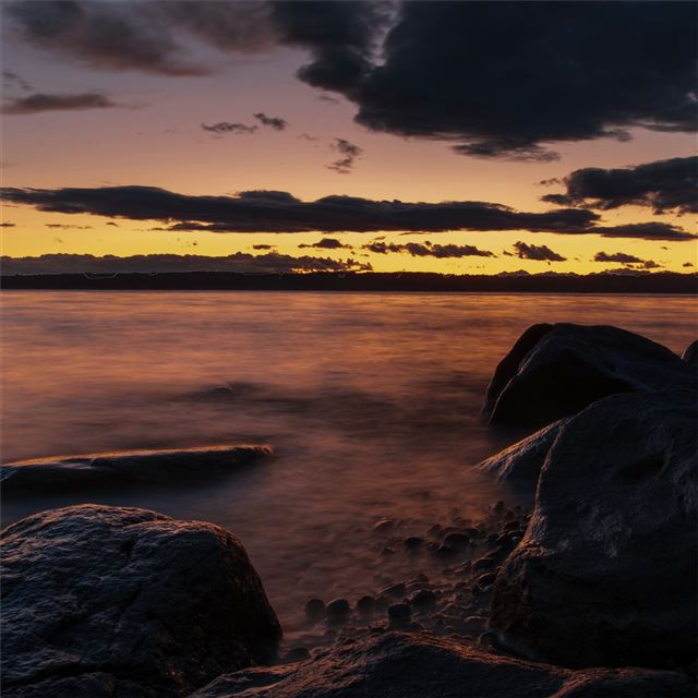 2048x2048 dark evening sea coast 5k - evening iPad Air Wallpaper