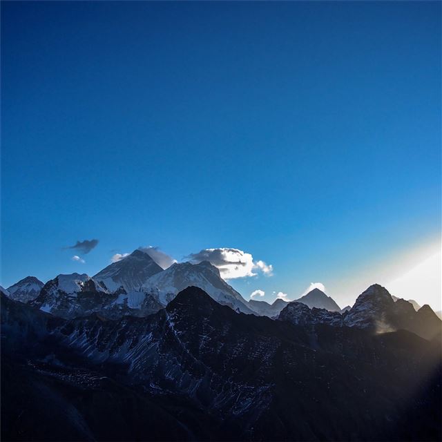 2048x2048 landscape early morning mountains lights 5k - landscape iPad Air Wallpaper