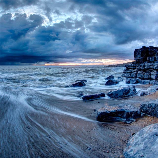 2048x2048 sea water rocks clouds long exposure 4k - water iPad Air Wallpaper