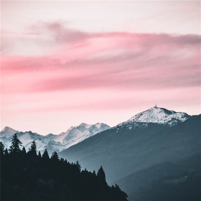 2048x2048 pink sky nature beauty mountains snow 5k - 5k iPad Air Wallpaper