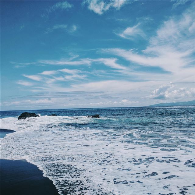 2048x2048 sea shore under blue sky 4k - shore iPad Air Wallpaper