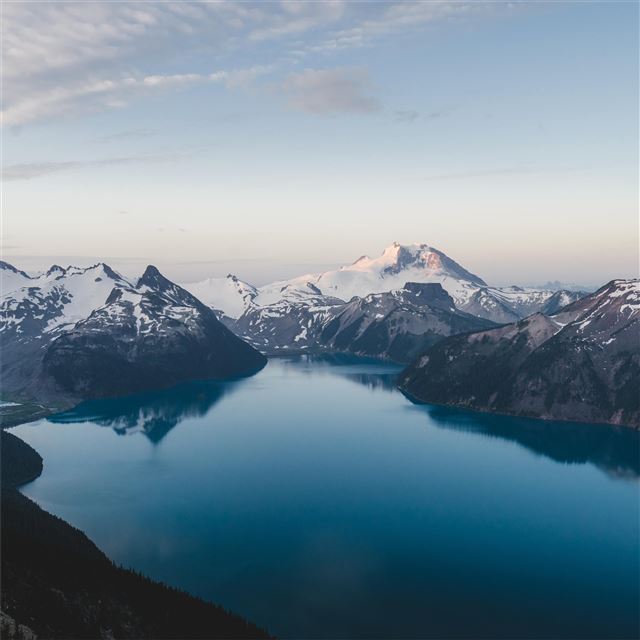 2048x2048 snow caped mountains under blue sky 5k - lake iPad Air Wallpaper