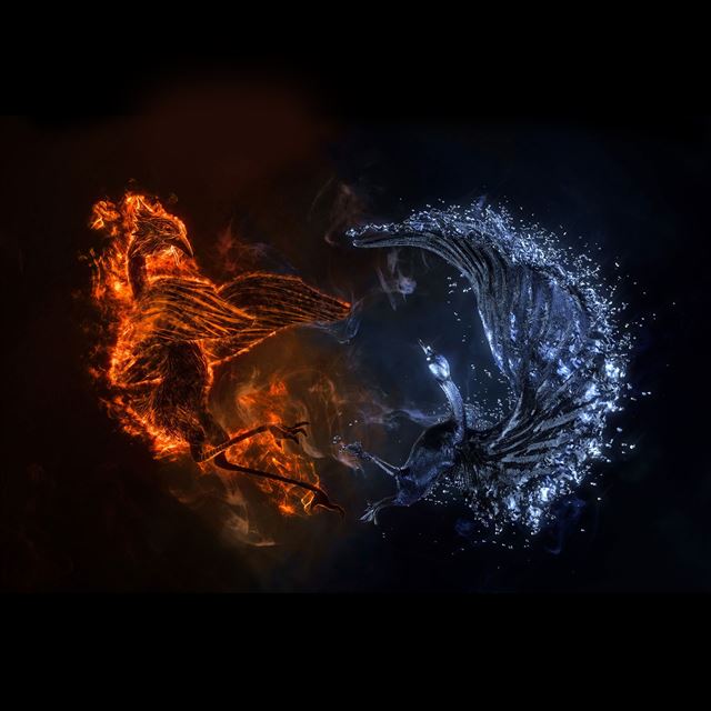 2048x2048 Fire and Water - art iPad Air Wallpaper