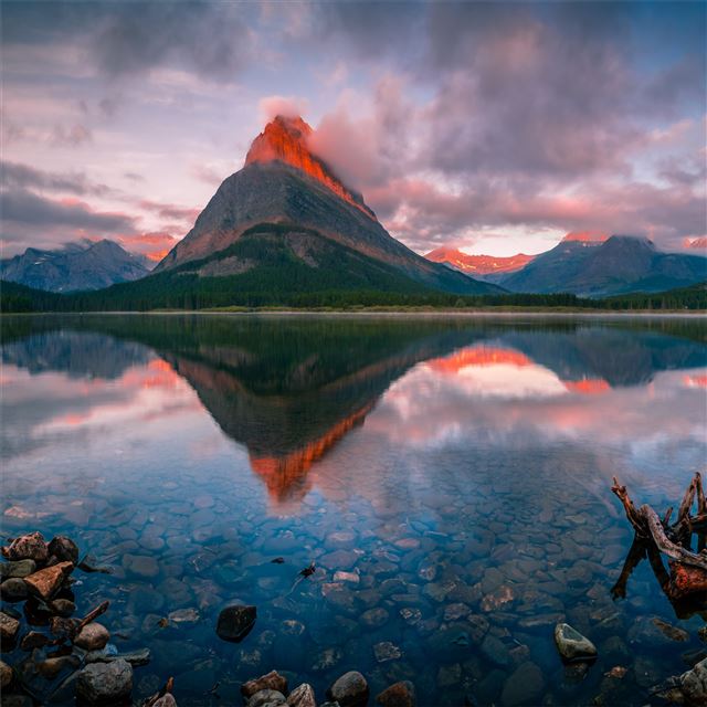2048x2048 surreal sunrise at the swiftcurrent lake 5k - lake iPad Air Wallpaper