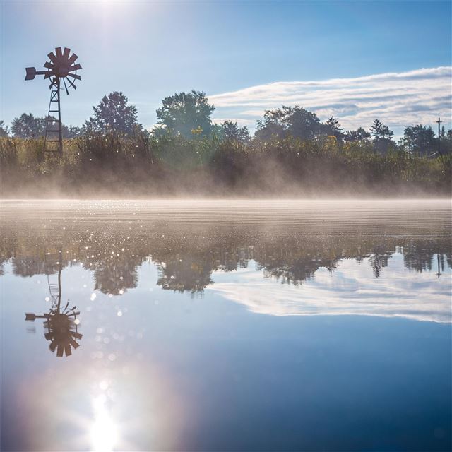 2048x2048 spring season lake reflection 5k - reflection iPad Air Wallpaper