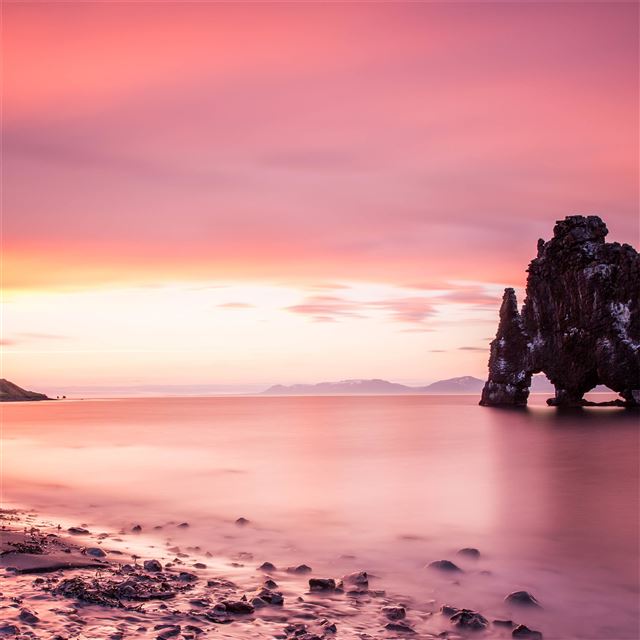 2048x2048 icleand midnight sunset 5k - iceland iPad Air Wallpaper