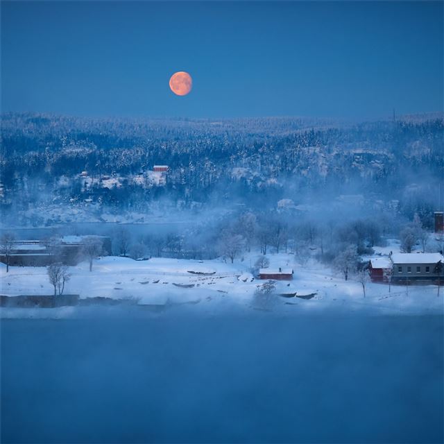2048x2048 winter outdoors red moon - moon iPad Air Wallpaper