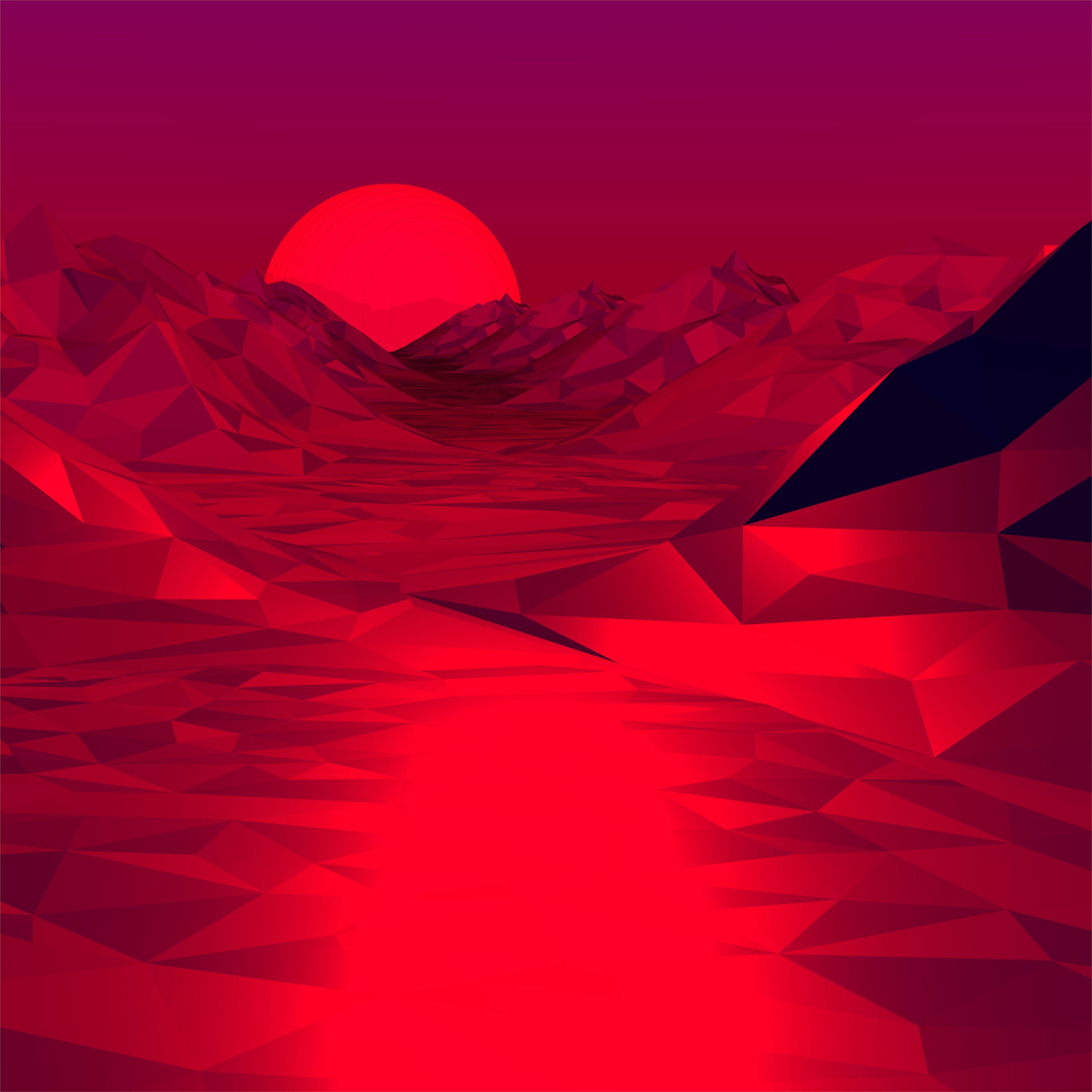 Low Poly Red 3d Abstract 4k Ipad Pro Wallpapers Free Download 8543