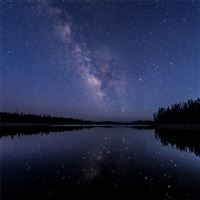 milkway lake water reflection stars 5k wallpaper