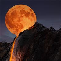 moon horsetail falls yosemite national park 5k wallpaper