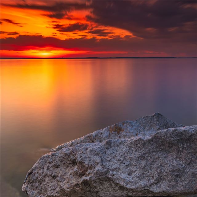 2732x2732 gray rocks near body of water 5k - sunset iPad Pro Wallpaper