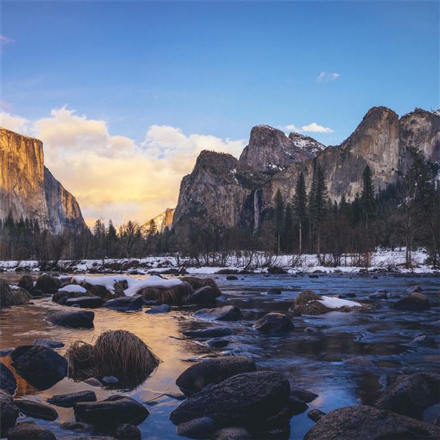 2732x2732 yosemite valley in early sunset time 4k - mountains iPad Pro Wallpaper
