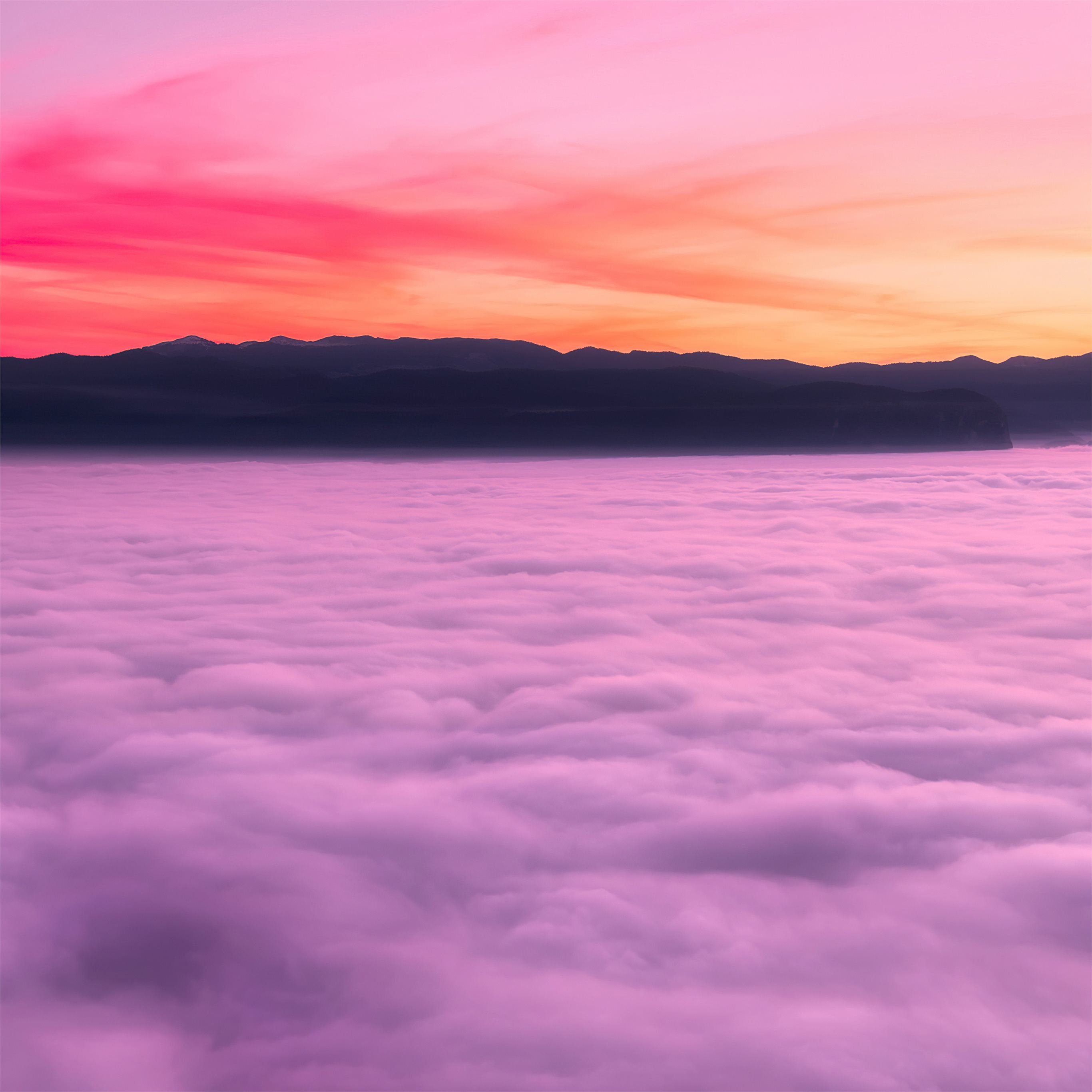 sea of clouds sunset landscape 4k iPad Pro Wallpapers Free Download