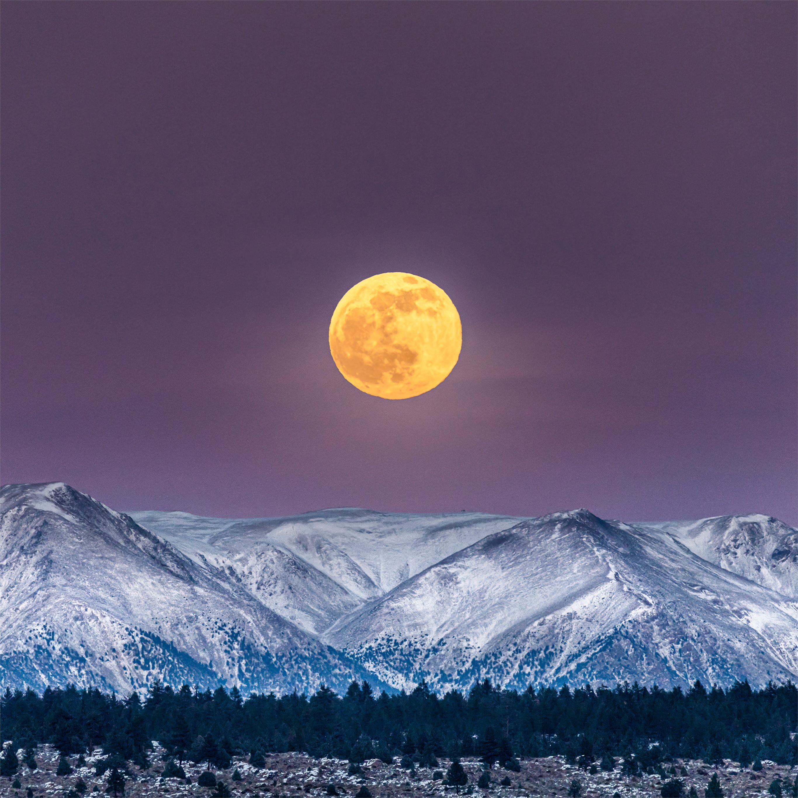 full moon over white mountain peak 4k iPad Pro Wallpapers Free Download