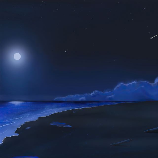 2732x2732 beach shooting stars moonlight 4k - artist iPad Pro Wallpaper