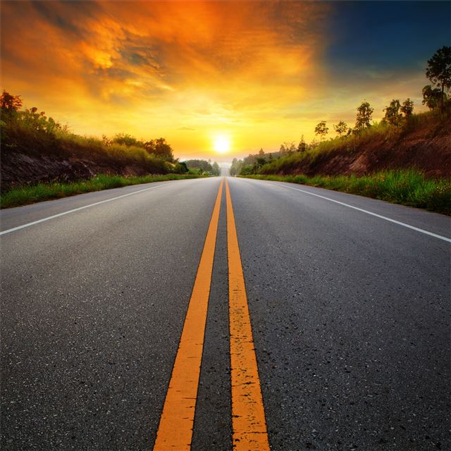 2732x2732 sunrise sunset road -  iPad Pro Wallpaper