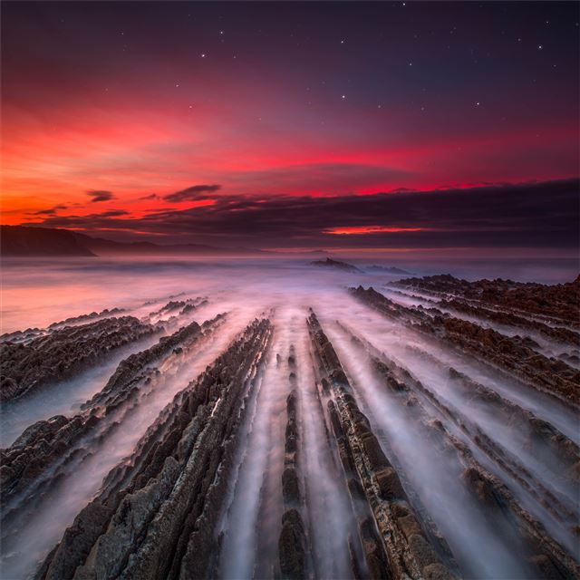 2732x2732 zumaia flysch spain 5k - sunset iPad Pro Wallpaper