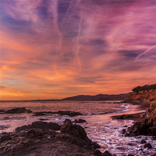 2732x2732 usa coast sunrise waves 5k - sunset iPad Pro Wallpaper