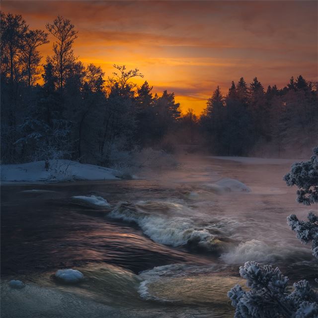 2732x2732 dark winter lake sunlight 4k - winter iPad Pro Wallpaper