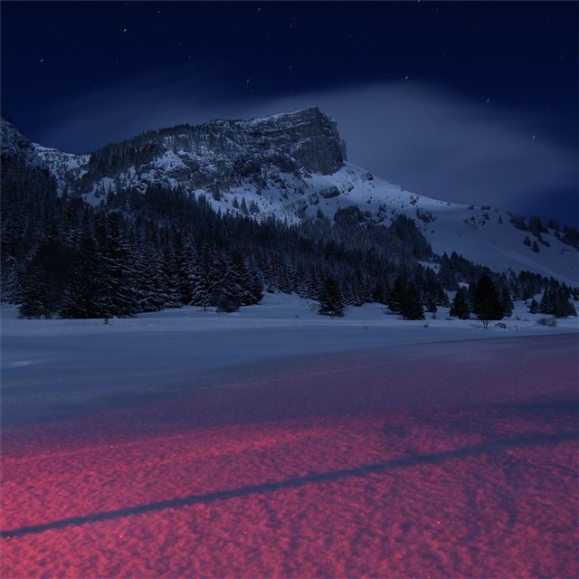 2732x2732 mountains landscape night snow 5k - landscape iPad Pro Wallpaper
