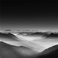 haze mountain landscape monochrome 5k wallpaper