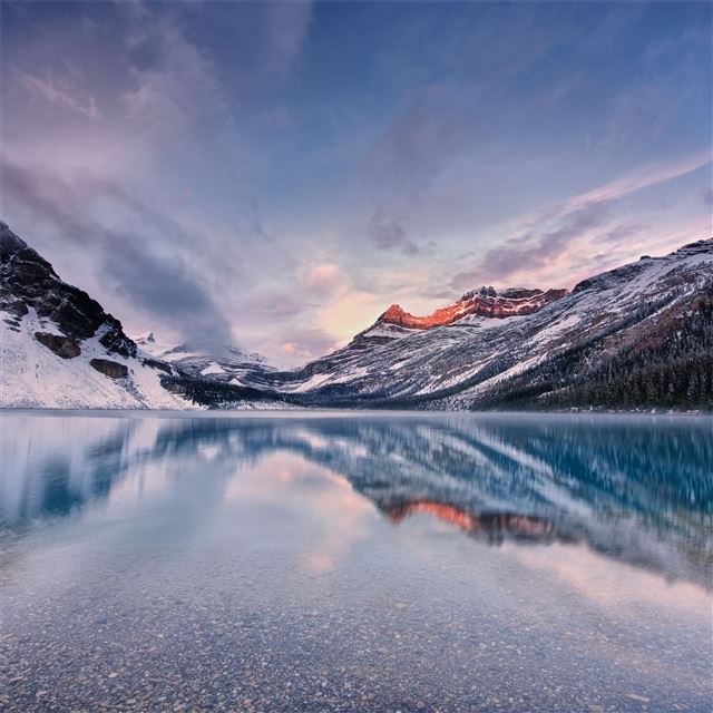 2732x2732 sunrise at bow lake canada 8k - sunrise iPad Pro Wallpaper