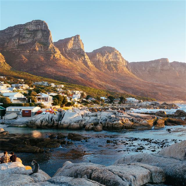 2732x2732 beautiful town mountains landscape water body 5k - landscape iPad Pro Wallpaper