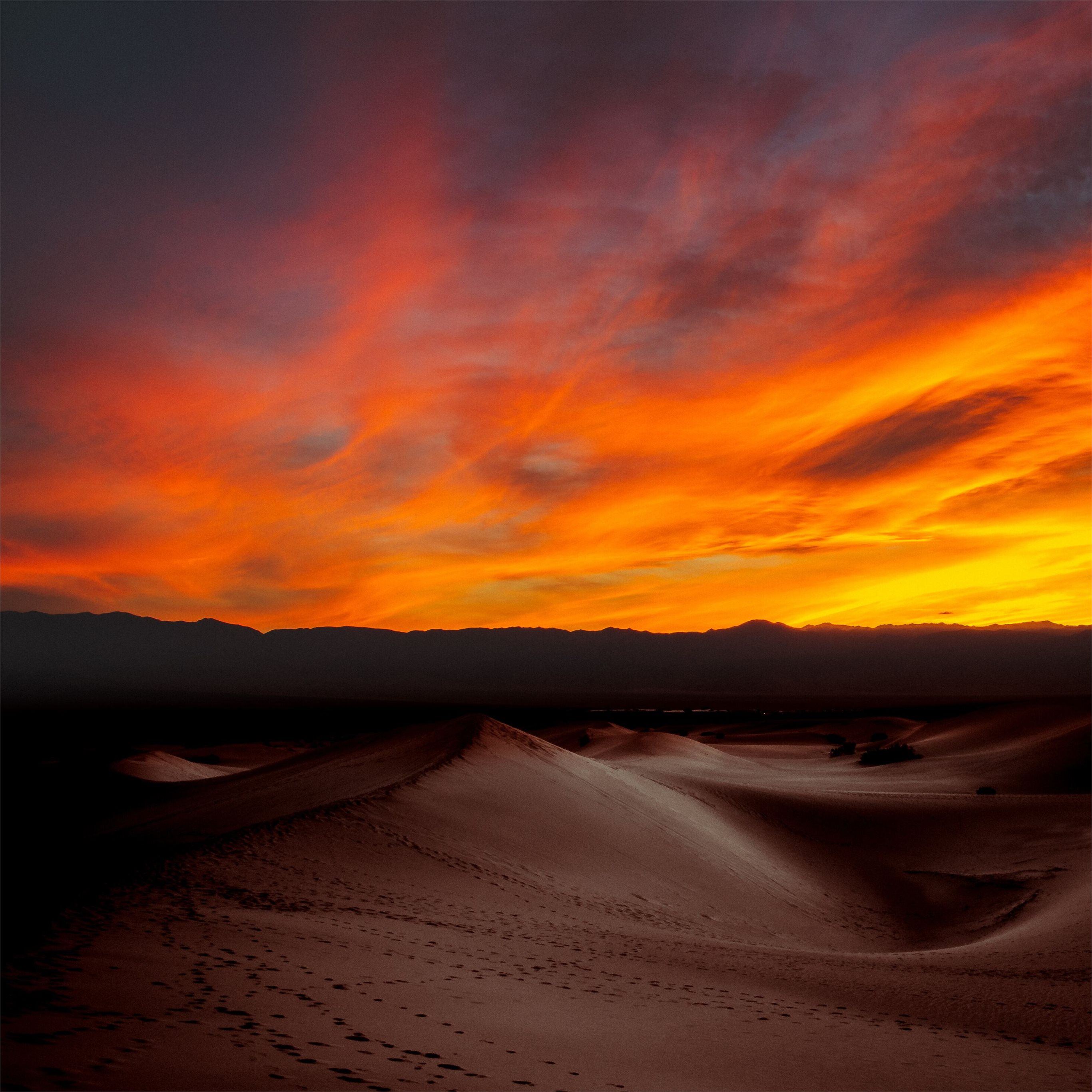 burning sunset dark desert 4k iPad Pro Wallpapers Free Download