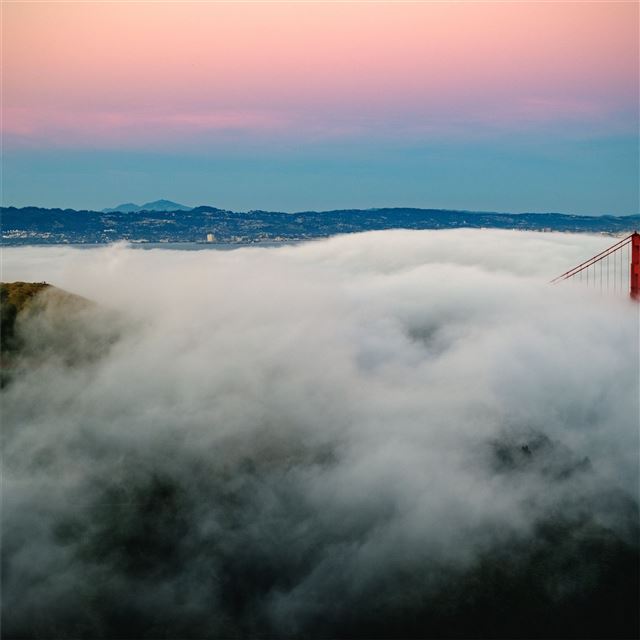 2732x2732 golden gate bridge fogs mountains 5k - fog iPad Pro Wallpaper