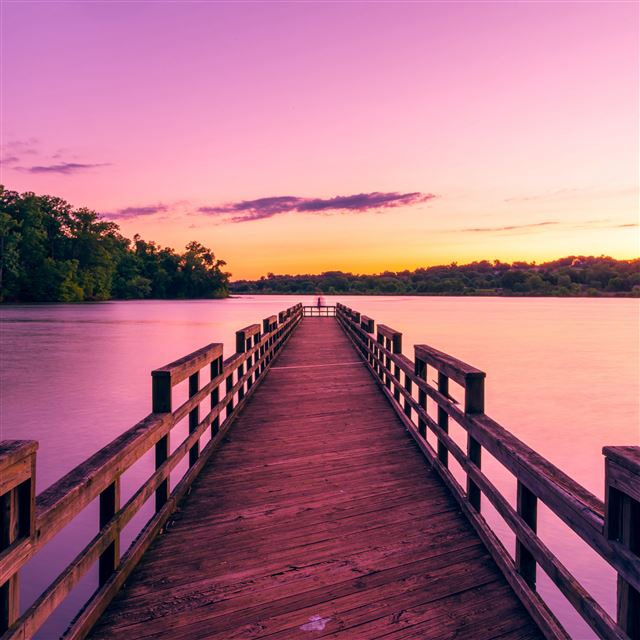 2732x2732 Pier Lake Sunset Sky - gray iPad Pro Wallpaper