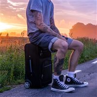 Man Suitcase Sunset Tattoos wallpaper