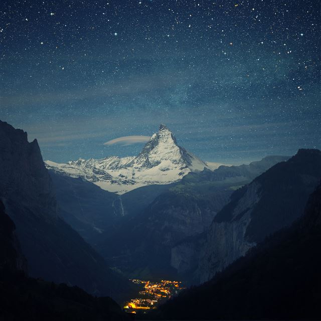 2732x2732 Switzerland Alps Mountains Night Beautiful Landscape -  iPad Pro Wallpaper