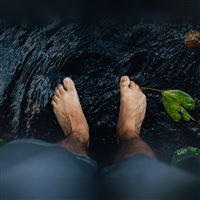 Water Foot Cold Dark River iPad Pro wallpaper