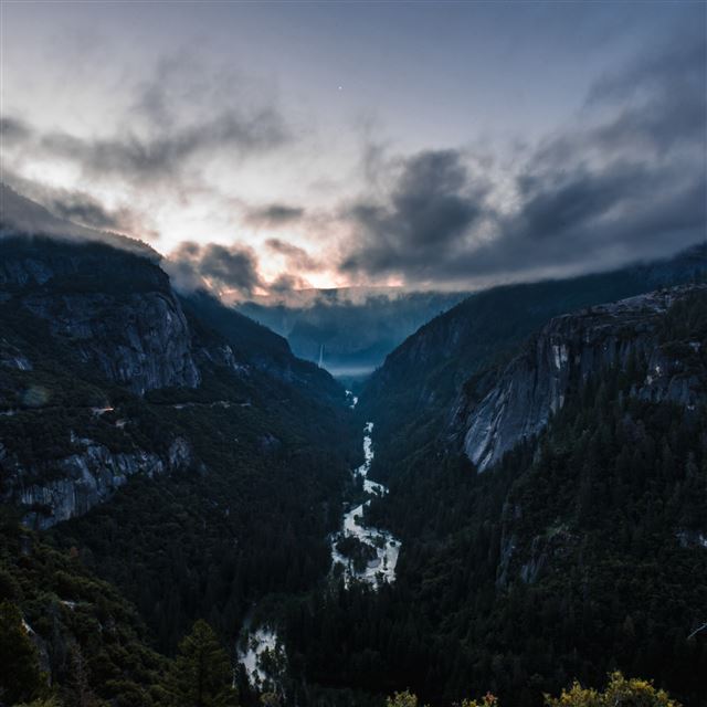 2732x2732 Mountains River Fog Overcast -  iPad Pro Wallpaper