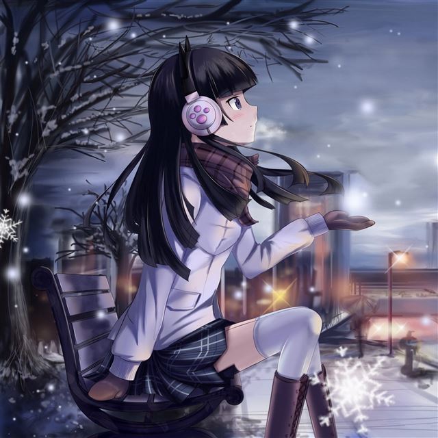 2732x2732 Girl winter snowflake -  iPad Pro Wallpaper