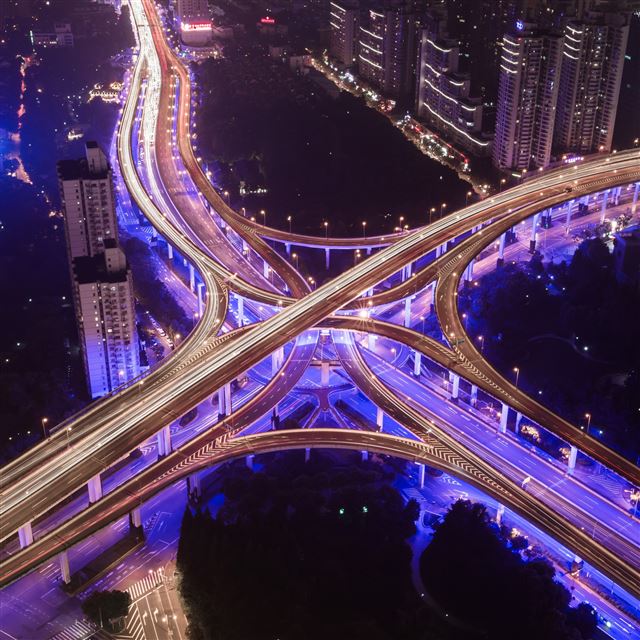 2732x2732 Road night city light - road iPad Pro Wallpaper