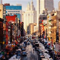 City road cars people houses skyscrapers iPad Pro wallpaper