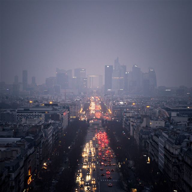 2732x2732 City skyscrapers clouds rain road cars lights -  iPad Pro Wallpaper