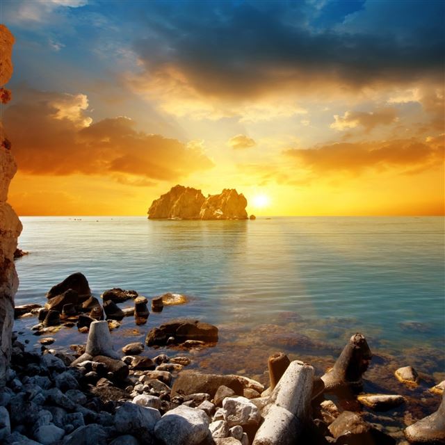 2732x2732 Decline sun evening stones rocks beams - decline iPad Pro Wallpaper