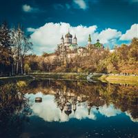 Cathedral reflection pond iPad Pro wallpaper