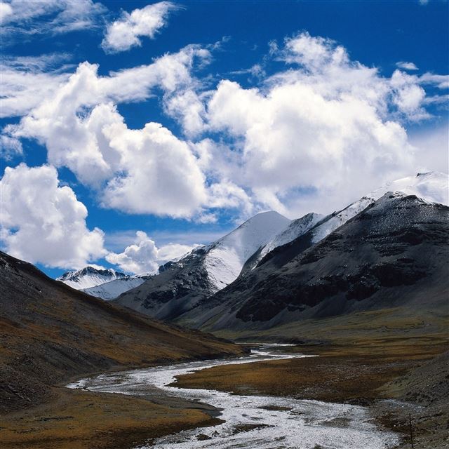 2732x2732 Mountains river bends clouds - mountains iPad Pro Wallpaper