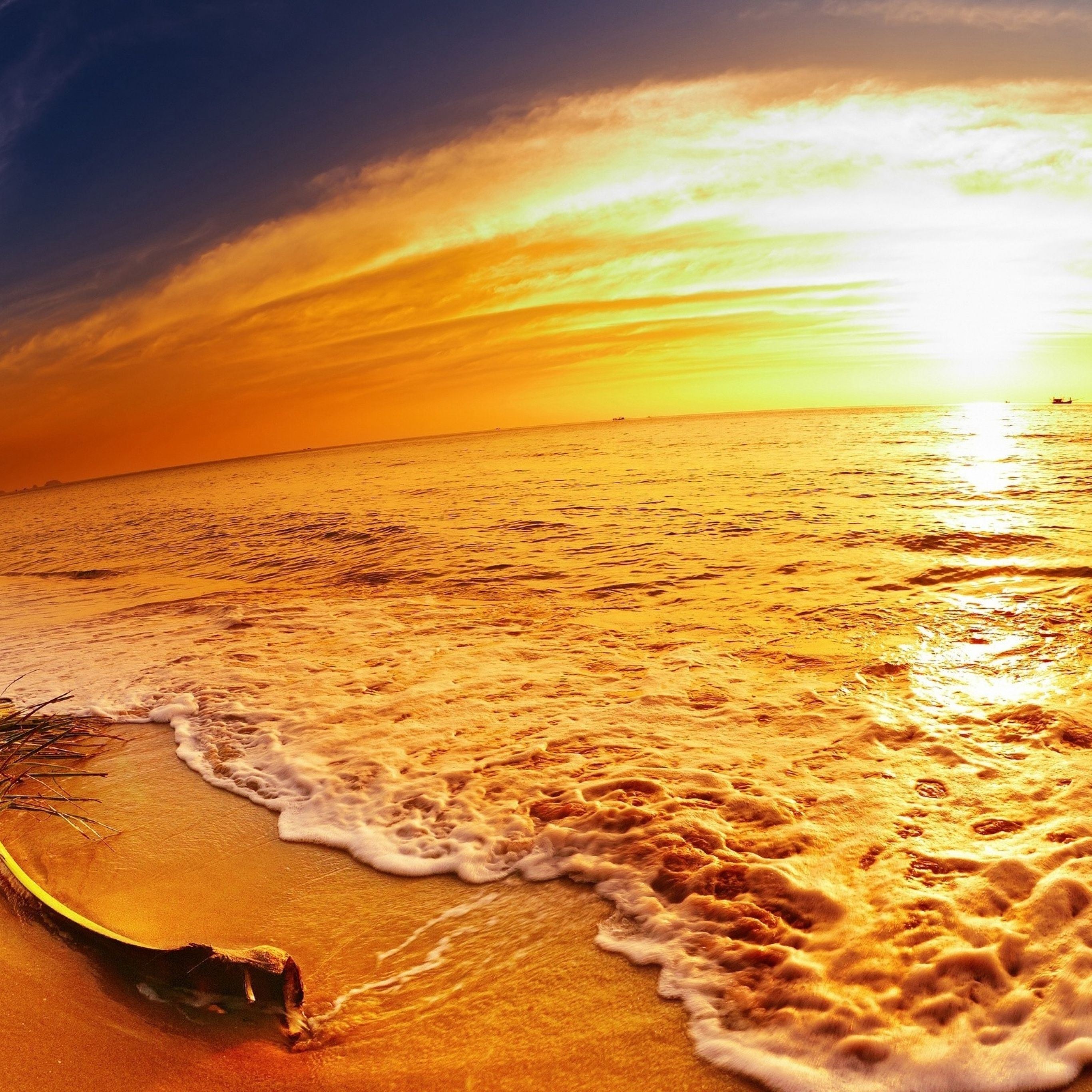 Brilliant sunset Sand beach panorama iPad Pro Wallpapers Free Download