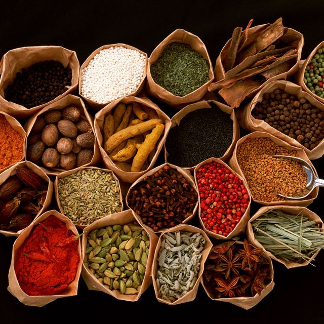 2732x2732 Spices seasonings additives bags black background -  iPad Pro Wallpaper