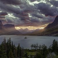 sunset at st mary lake glacier national park 5k wallpaper