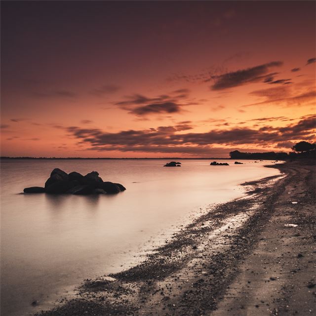 2732x2732 sea shore during golden hour 5k - shore iPad Pro Wallpaper