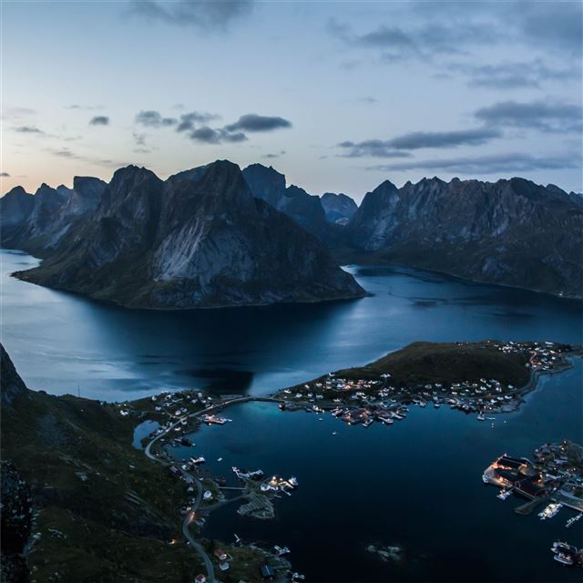 2732x2732 reine at lofoten islands at sunset 5k - sunset iPad Pro Wallpaper