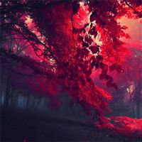 dark red autumn forest wallpaper
