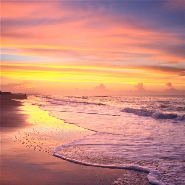 2732x2732 sunrise on the beach in the summer time at ocean i... -  iPad Pro Wallpaper