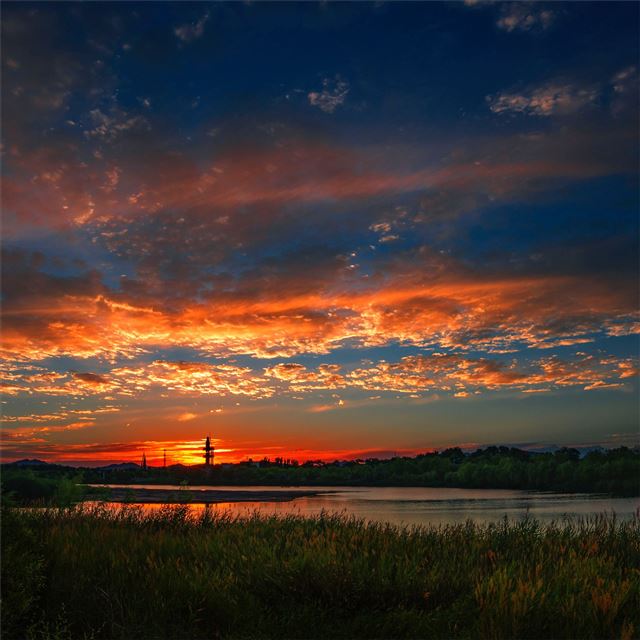 2732x2732 sunset river landscape 5k - landscape iPad Pro Wallpaper