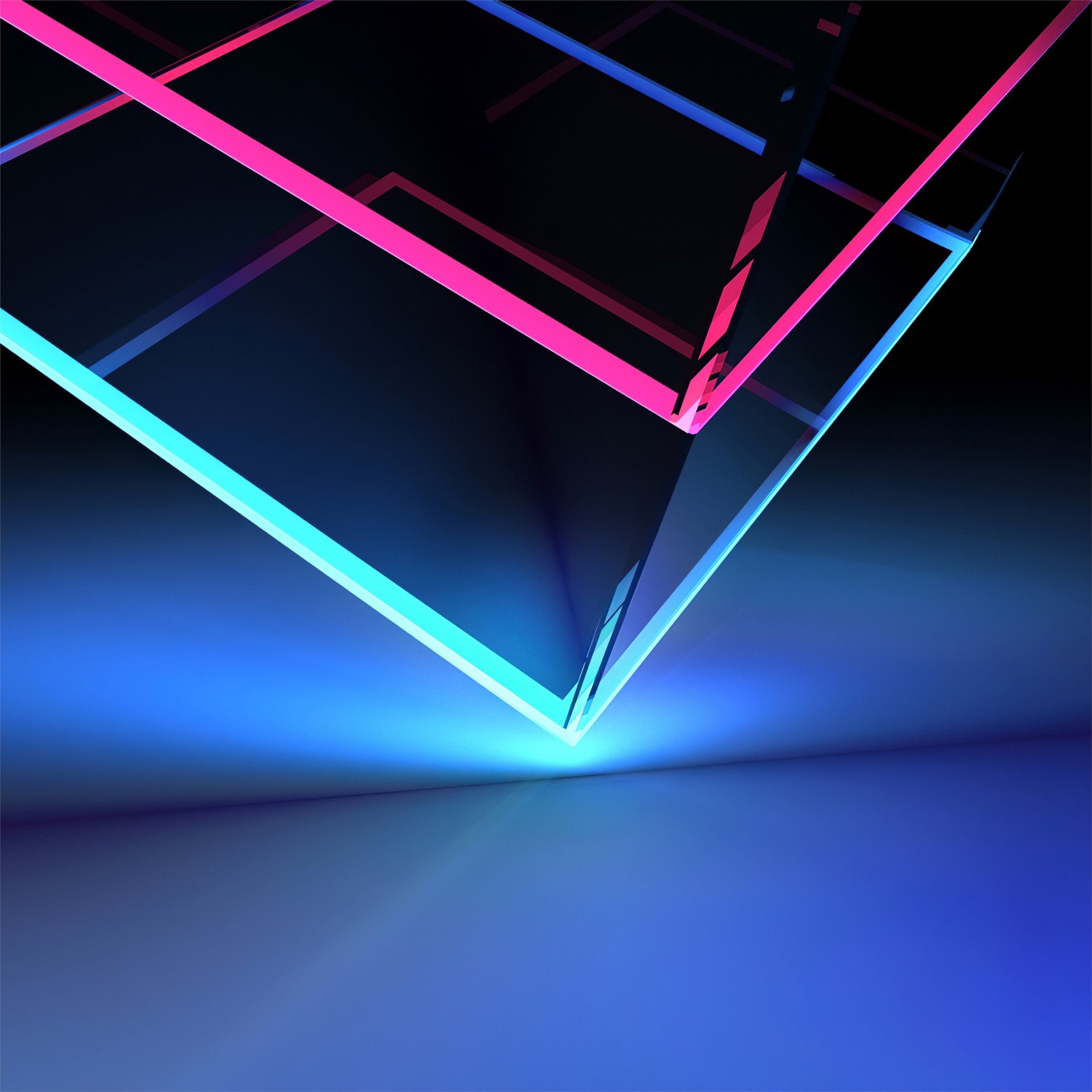 neon cube abstract shapes 4k iPad Pro Wallpapers Free Download